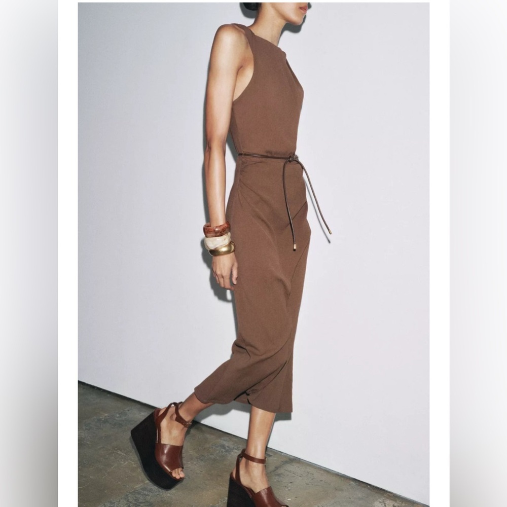 Zara EXTURED MAXI DRESS - Picture 2 of 4